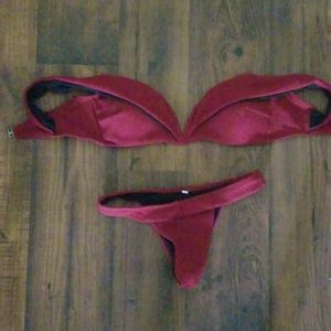Burgundy two piece swimsuit